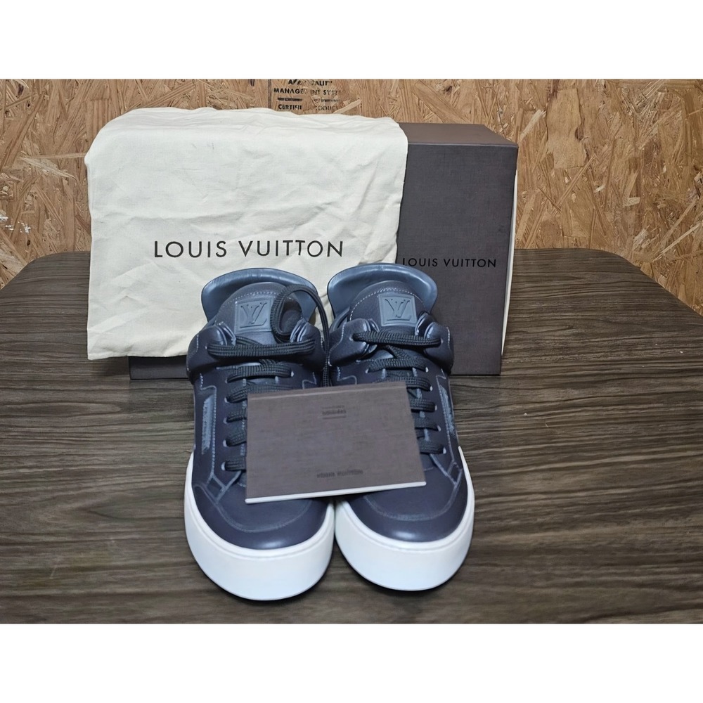 Louis Vuitton Kanye West High Top Sneakers Dark Gray Leather Size 5.5 - Picture 1 of 7